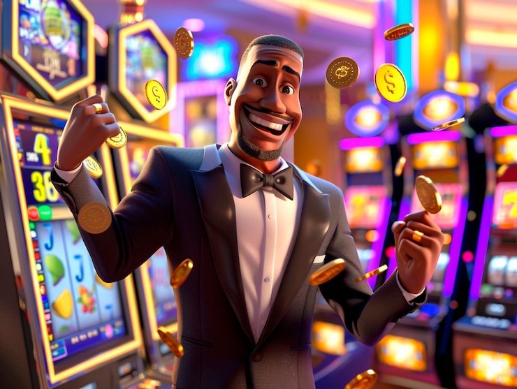 Tampilan slot Money Train di platform relax gaming dengan lima gulungan dan fitur bonus